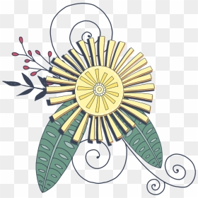 Hand Painted Yellow Linear Flower Png Transparent Clipart - Illustration, Png Download - black smear png