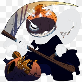 Pumpkin Reaper, Strawberry Monk Png Black And White - Jack O Lantern Anime, Transparent Png - white pumpkin png
