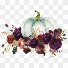 #watercolor #pumpkin #flowers #decorative #white #cinderella - Invitation Background Rustic With Flowers, HD Png Download - white pumpkin png