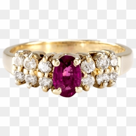 14k Yellow Gold Ruby And Diamond Ring - Diamond, HD Png Download - ruby gem png