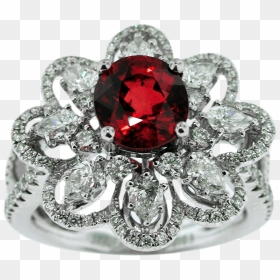 Ruby And Diamond Ring - Engagement Ring, HD Png Download - ruby gem png
