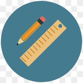 Pencil And Ruler Icon - Black Circle, HD Png Download - ruler icon png