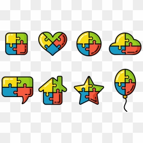 Colorful Puzzle Symbol Of Autism Vector - Autism, HD Png Download - puzzle overlay png