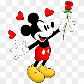 Transparent Love - Mickey Mouse With Rose, HD Png Download - mouse .png