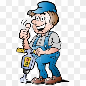 Clipart Man Hammer - Construction Worker Jackhammer Cartoon, HD Png Download - jackhammer png