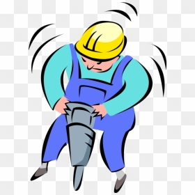 Vector Illustration Of Road Crew Construction Worker - Cartoon Jackhammer Png, Transparent Png - jackhammer png
