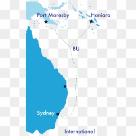 The Coral Sea Cable System Sydney Honiara 750px 1164 - Map, HD Png Download - sea coral png