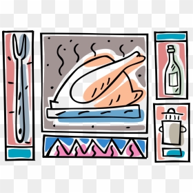 Vector Illustration Of Roast Turkey Poultry With Kitchenware, HD Png Download - kitchenware png
