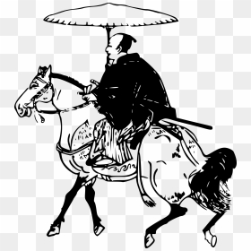 Samurai On A Horse Clip Arts - Holding Umbrella On Horse, HD Png Download - chichi png