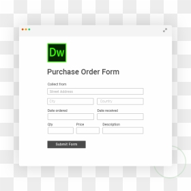 Example Of An Online Order Form With Background Image - Ghost Text Application Form, HD Png Download - dreamweaver logo png