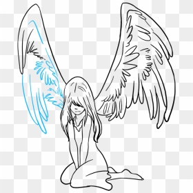 How To Draw Fallen Angel - Female Angel Falling Drawing, HD Png Download - dark angel png