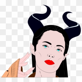 Vector Graphics Of Woman With Sharp Horns Hairstyle - Maleficent Horns Digital Png, Transparent Png - maleficent silhouette png