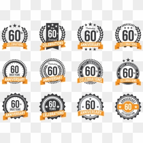Anniversary Badges 60th Year Celebration Vector - 60 Años, HD Png Download - celebration vector png