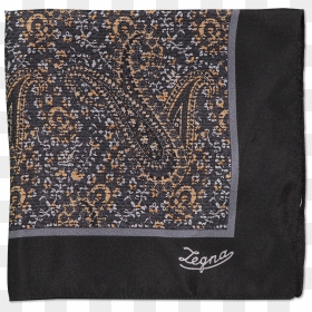 Ermenegildo Zegna Front Image Pocket Square Black Paisley - Leather, HD Png Download - paisley border png