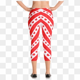 Red And White Stripes With Romantic Hearts Capri Leggings - Periodic Table With Legs, HD Png Download - red and white stripes png
