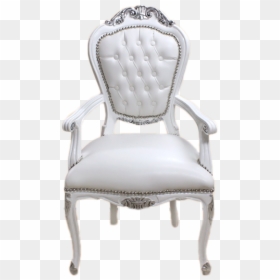 Luxury Armchair White&silver Frame, White Leather - Chair, HD Png Download - white chair png