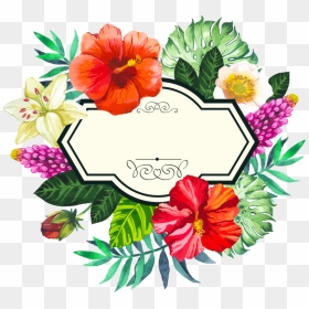 Picture Flower Painted Frame Hand Watercolor Tropical - Vector Frame Flowers Png, Transparent Png - watercolor frame png