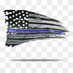 Distressed Thin Blue Line Flag, HD Png Download - blue flag png