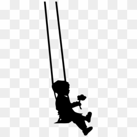 Boy On Swing Silhouette, HD Png Download - kid silhouette png