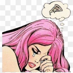 Crying Pop Art Girl, HD Png Download - cartoon pizza png
