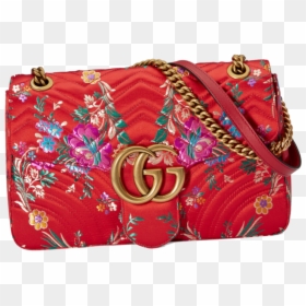Gucci Red Bag With Flowers, HD Png Download - gucci bag png