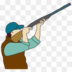 Hunter And Animals Cartoon, HD Png Download - pointing gun png