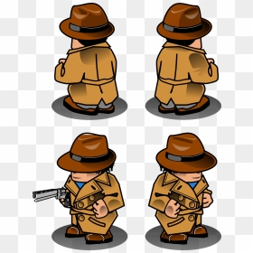 Detective Sprite, HD Png Download - pointing gun png
