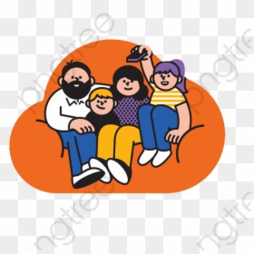 Desenho De Uma Família Assistindo Tv, HD Png Download - family cartoon png