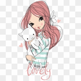 Draw Someone Holding A Cat, HD Png Download - cat girl png