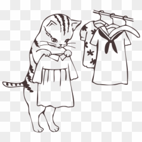 Cat With Clothes Coloring Page, HD Png Download - cat girl png