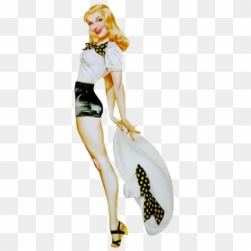 Classic Pin Up Drawing, HD Png Download - vintage girl png