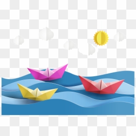 Origami Ship Clipart, HD Png Download - clouds vector png