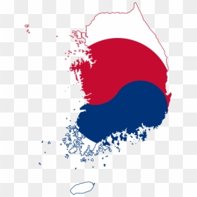 South Korea Flag Map, HD Png Download - north korea flag png