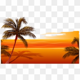 Beach Sunset Vector Png, Transparent Png - sunset clipart png