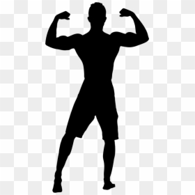 Male Flexing Silhouette Png, Transparent Png - workout silhouette png