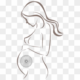 Pregnant Woman Silhouette Drawing, HD Png Download - henna tattoo png