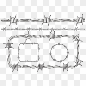 Barbed Wire Line Drawing, HD Png Download - razor wire png