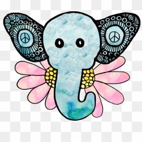 Hippie Elephant Clip Art, HD Png Download - watercolor clipart png