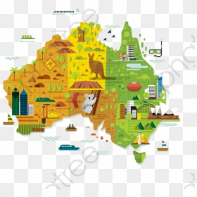 Cute Map Of Australia, HD Png Download - map clipart png