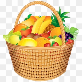 Basket With Fruits Clipart, HD Png Download - gift basket png