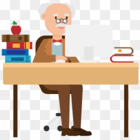 Professor Working, HD Png Download - cartoon table png