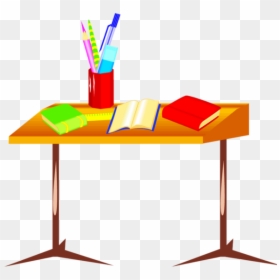 Crayons On The Table Clipart, HD Png Download - cartoon table png