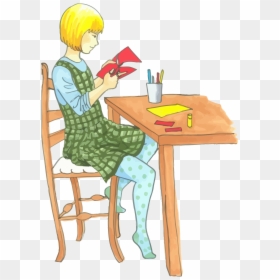 Girl Doing Art Clipart, HD Png Download - cartoon table png