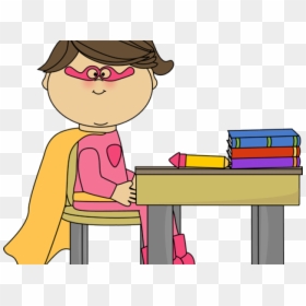 Superhero In School Clipart, HD Png Download - cartoon table png