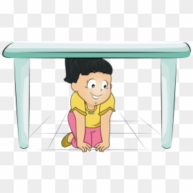 Girl Under The Table Clipart, HD Png Download - cartoon table png