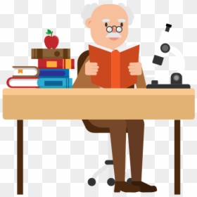 Professor On Desk Cartoon, HD Png Download - cartoon table png