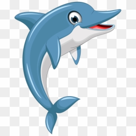 Cartoon Dolphin Jumping Out Of Water, HD Png Download - dolphin png