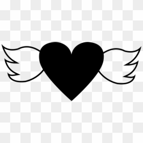 Black Heart With Wings Png, Transparent Png - heart with wings png