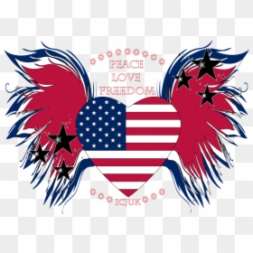 American Flag Heart Transparent Background, HD Png Download - heart with wings png