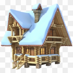 Cartoon Cabin In Winter, HD Png Download - winter background png